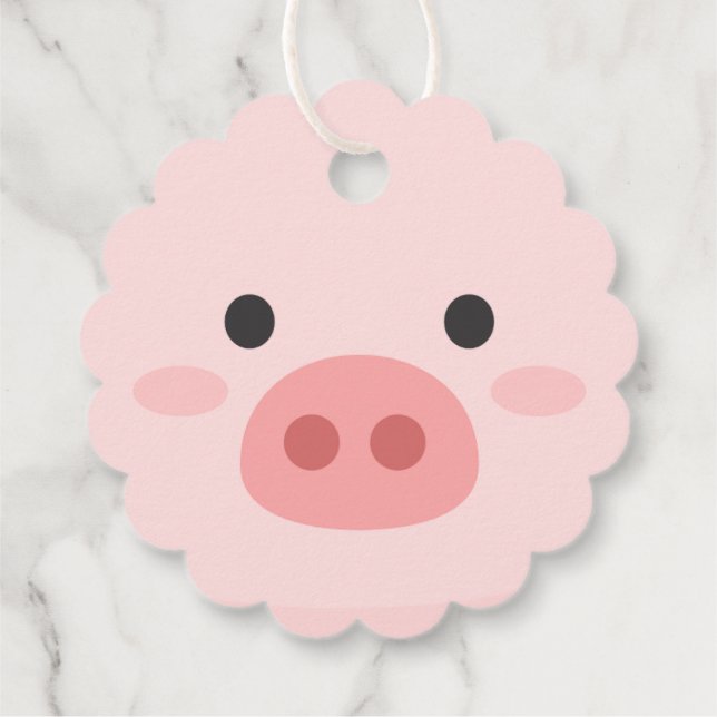 Piggy Birthday Kids Art Favour Tags (Back)