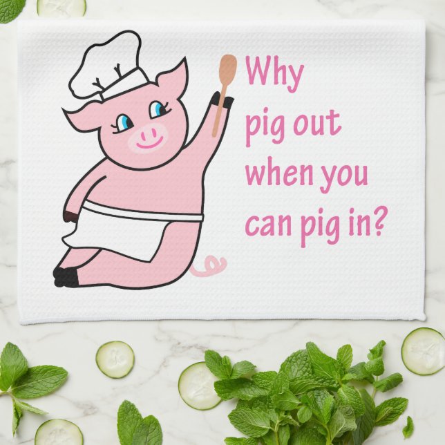 Piggy Chef Kitchen Towel (Folded)