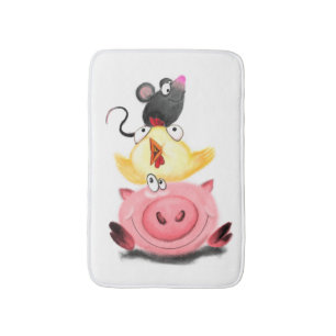 Piggy Chick and Mouse Friends Baby Bath Mat