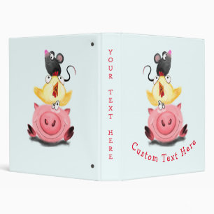Piggy Chick and Mouse Friends Binder - Your Text