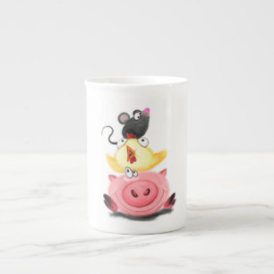 Piggy Chick et souris amis Mug Amusement