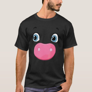 Piggy Costume Funny Pink Face Pig Snout T-Shirt