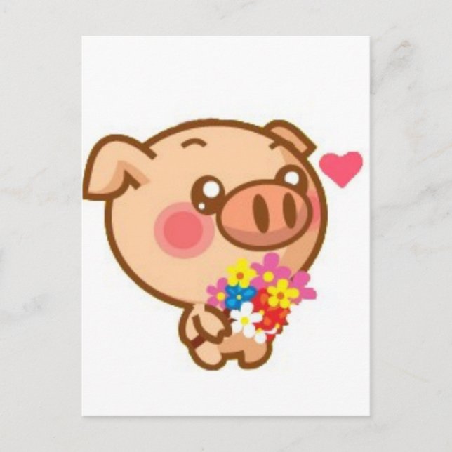Piggy in Love Postcard (Front)