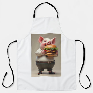 Piggy mangeant un tablier de hamburger
