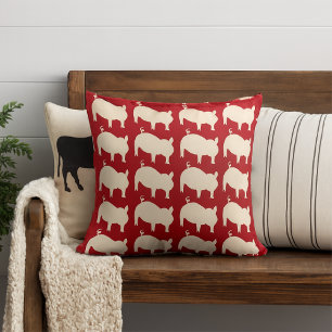Piggy Parade Rouge Blanc Jeu Oreiller