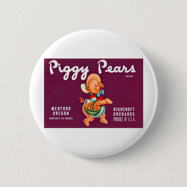 Piggy Pears 2 Inch Round Button (Front)