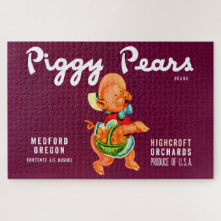 Piggy Pears fruit crate label  Jigsaw Puzzle