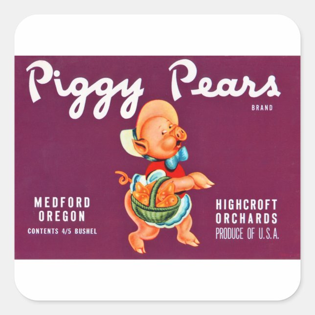 Piggy Pears Square Sticker (Front)
