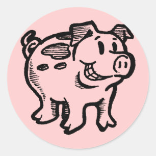Piggy Pig Classic Round Sticker