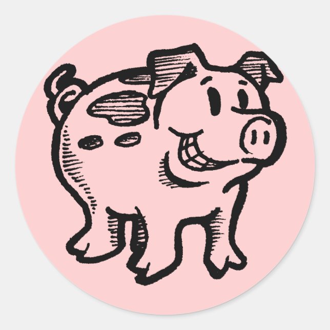 Piggy Pig Classic Round Sticker (Front)