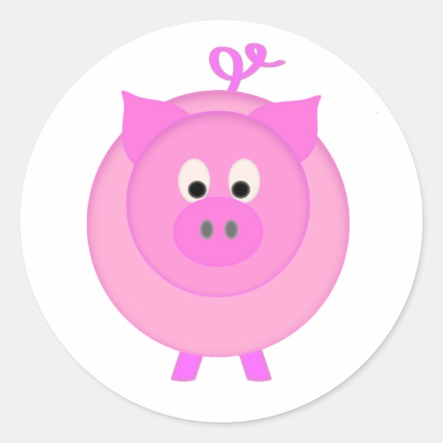 Piggy Pig Classic Round Sticker (Front)