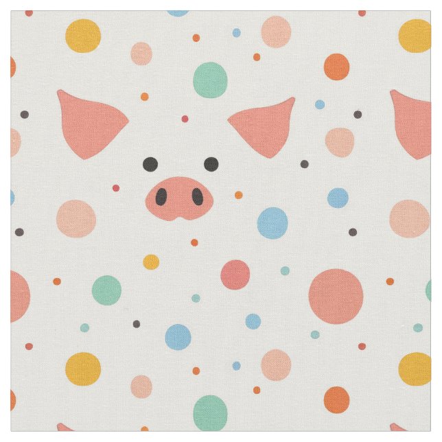 Piggy & polka dots fabric (Close Up)