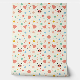 Piggy & polka dots wallpaper