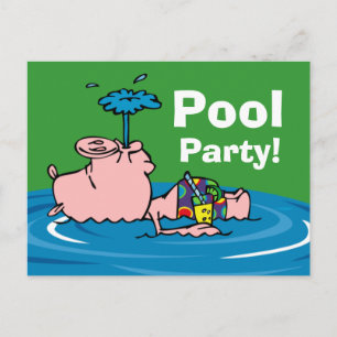 Piggy Pool Party Personalized Postcard