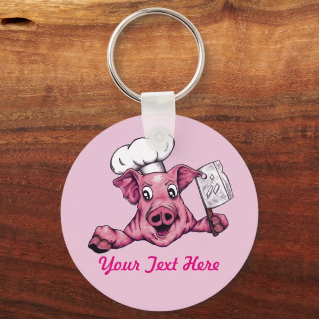Piggy The Hamicidal Maniac Cartoon Pig Chef Art Keychain (Front)