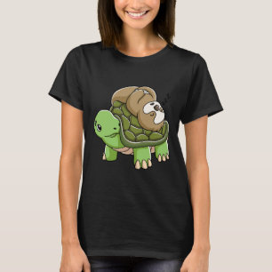 Piggyback Running Riding Team Sloth Turtle T-Shirt