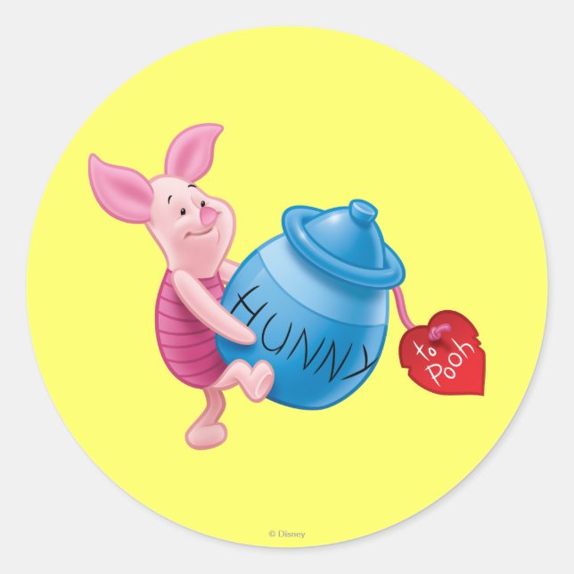 Piglet and Hunny Pot Classic Round Sticker (Front)