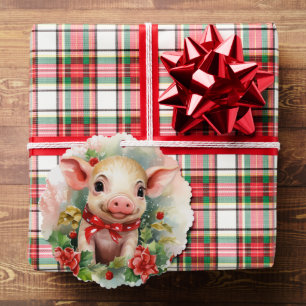 Piglet Baby Pig Gift Tag Christmas Tree Ornament Card