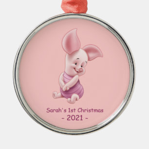 Piglet   Baby's First Christmas Add Your Name Metal Ornament