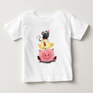 Piglet Chick and Mouse Friends Baby T-Shirt Fun