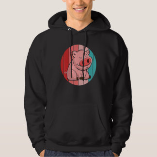 Piglet Farming Farm Animal Farmer Retro Pig Hoodie
