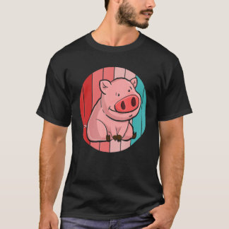 Piglet Farming Farm Animal Farmer Retro Pig T-Shirt
