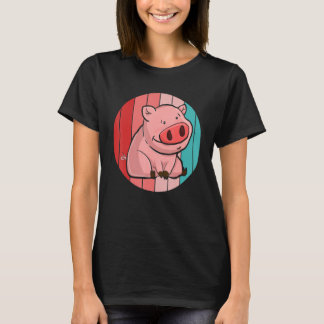 Piglet Farming Farm Animal Farmer Retro Pig T-Shirt