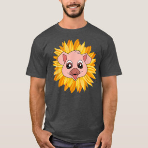 Piglet Hippie Sunflower Farm Animal Lover Farmer F T-Shirt