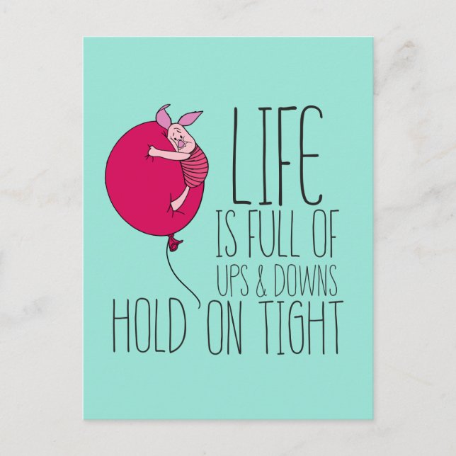 Piglet | Life is Full of Ups & Downs Postcard (Front)
