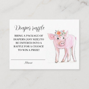 Piglet Piggy Farm Animal Diaper Raffle Baby Shower Enclosure Card