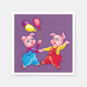 piglet pink cheerful napkin