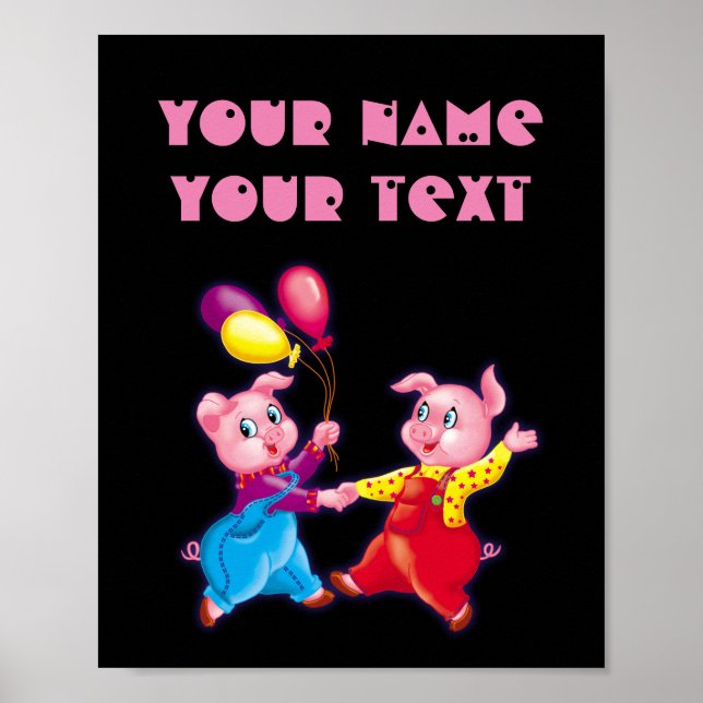 piglet pink cheerful poster (Front)