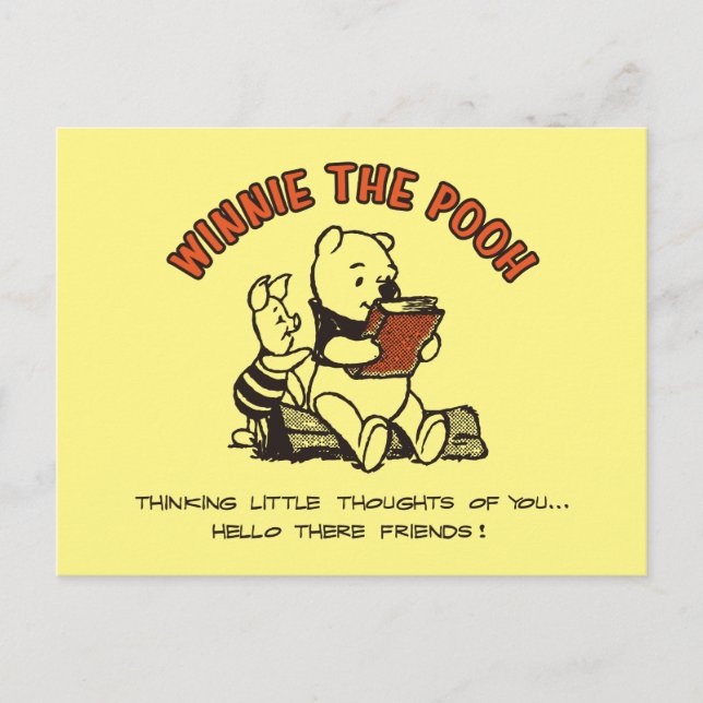Piglet & Pooh - Thinking Little Thoughs of You Postcard (Front)