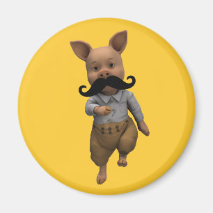 Piglet With Moustache Magnet