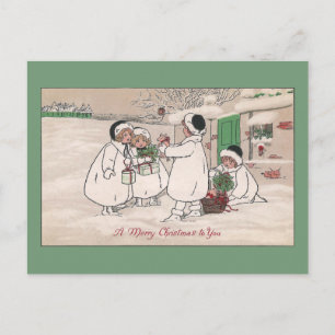 Piglets for Christmas Holiday Postcard