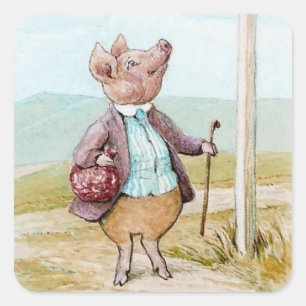 Pigling Bland Going to Market by Beatrix Potter Square Sticker