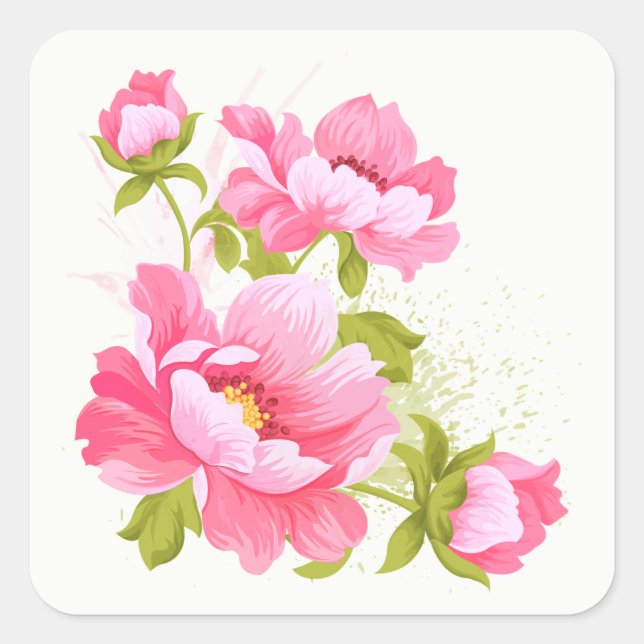 Pignons roses floraux Stickers (Devant)