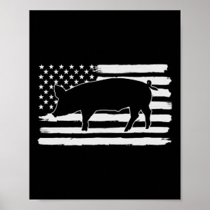 Pigs 4th Of July Usa Flag Us America  Poster