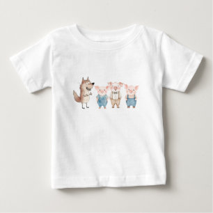 Pigs and Bad Wolf cartoon Baby T-Shirt