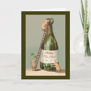 Pigs and Champagne; Cute 2015 New Year's Card