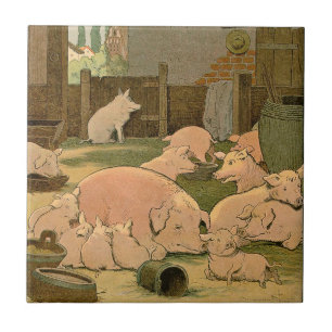 Pigs and Piglets on the Farm Tile