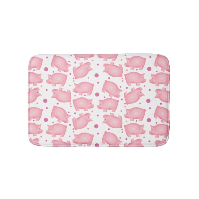 Pigs And Polka Dots Bath Mat (Front)