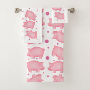 Pigs And Polka Dots Towel Set