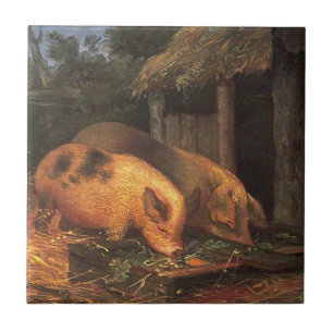 Pigs at a Trough (Farmyard Animals) Tile