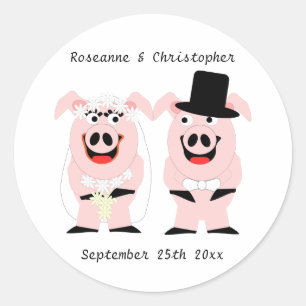 Pigs Bride And Groom Sticker