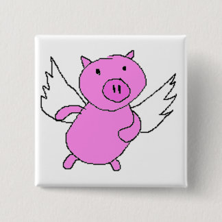 Pigs Can Fly 2 Inch Square Button