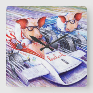 Pigs Driving Cars Wall Clock