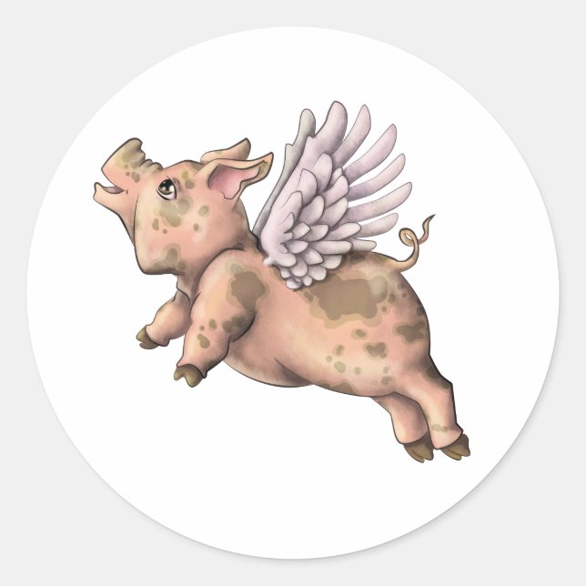 Pigs Fly Classic Round Sticker (Front)
