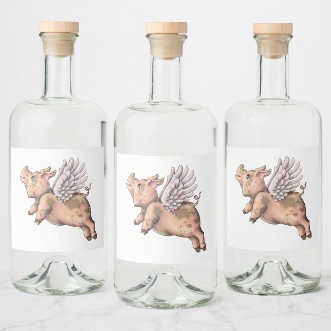 Pigs Fly Liquor Bottle Label (Bottles)