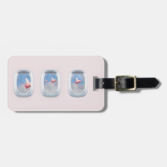 Pigs Fly Past Airplane Window Luggage Tag (Front Horizontal)